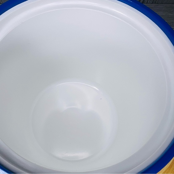 Vintage MCM Georges Briard Blue Vinyl & Wood Ice Bucket bar wear decoration - Picture 4 of 9